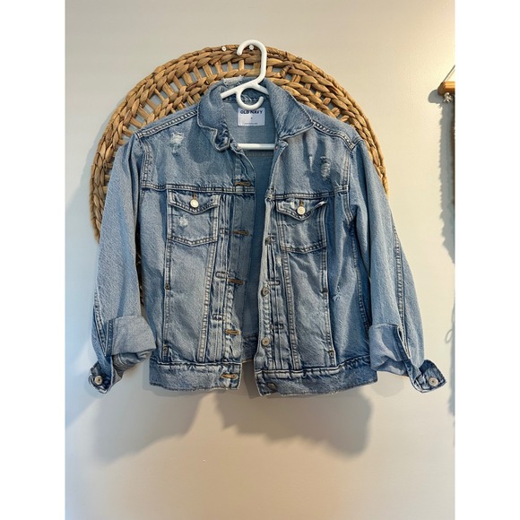 Old Navy Jackets & Blazers - Old Navy Womens Distressed Light Wash Denim Trucker Jacket Blue Small